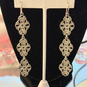 Elegant Silver Filigree Dangle Earrings